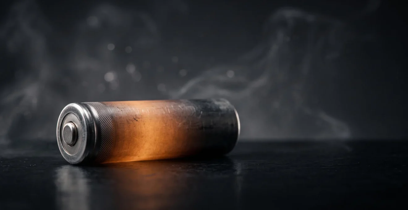 Batteria per sigaretta elettronica al centro di un'immagine che simboleggia l'energia e l'autonomia, con spazio negativo per il testo
