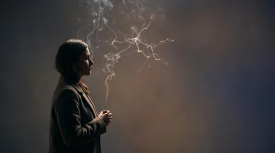 Profilo umano in controluce con sottili tracce luminose che ricordano connessioni neurali, simbolo della dipendenza neurologica dal fumo