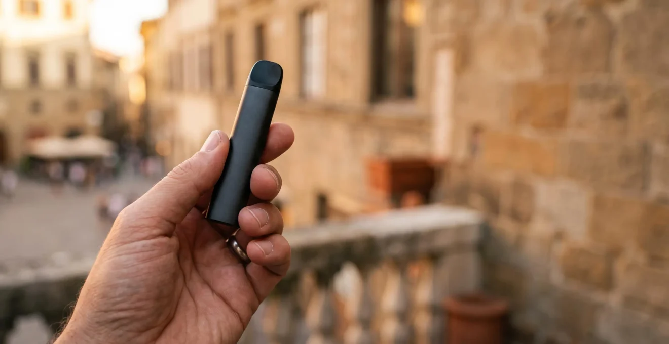 Persona che tiene in mano una piccola pod mod compatta pronta all'uso in un contesto quotidiano