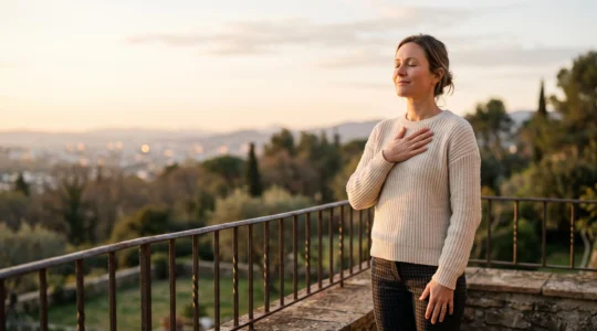 Persona che respira profondamente all'aperto al mattino, simbolo della liberazione dal fumo tramite metodi naturali
